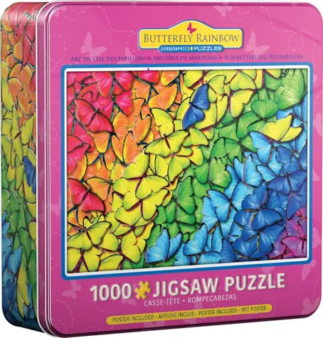 EUROGRAPHICS Puzzle Schmetterling Regenbogen in einer Metalldose / 1000 Teile / 67,6 × 48,9 cm