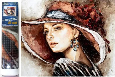 Norimpex Diamantmalerei Dame mit Hut / 30x40 cm