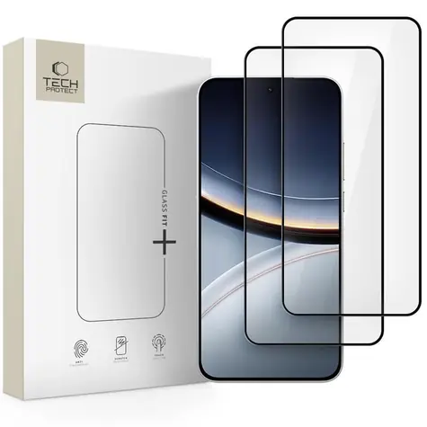 Tech-Protect Glass FIT+ schwarz / Gehärtetes Glas / XIAOMI POCO F7 5G / 2 Stück