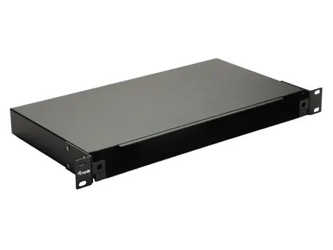 19" Equip ohne Frontplatte, schwarz / Glasfaseranschlusskasten / 1 HE / Stahl / max. 48 Fasern