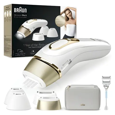 Braun Silk-expert Pro 5 PL5356 Weißgold / IPL-Epilierer / 10 Intensitätsstufen / Netzanschluss
