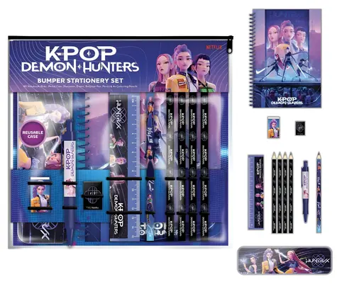 PYRAMID Schulset K-Pop Dämonenjäger / Groß / A5 Notizbuch, Federmäppchen, Schreibutensilien