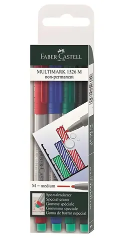 Faber-Castell Multimarker M / Marker / Nicht permanent / Wasserlöslich / Radierbare Spitze / 4er-Set