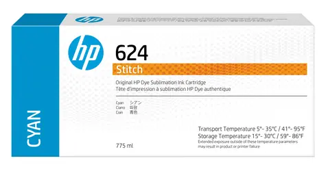 HP 624 Cyan / Tintenpatrone / für HP Stitch S300 / 775 ml