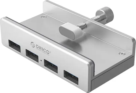 Orico USB-Hub mit Klemme / USB-Hub / 4X USB-A / USB 3.0 Gen1 / Aluminiumgehäuse