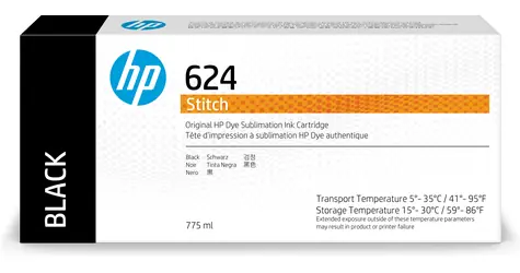 HP 624 Schwarz / Tintenpatrone / für HP Stitch S300 / 775 ml