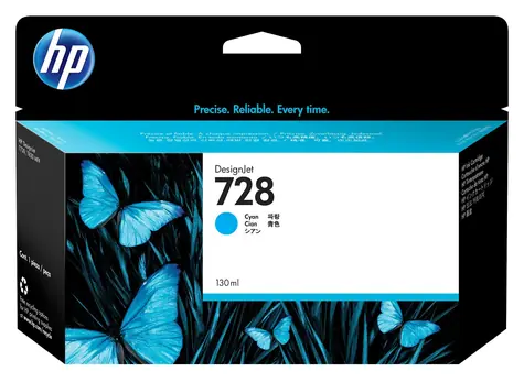 HP 728 Cyan / Tintenpatrone / DesignJet T730, T830 / 130 ml