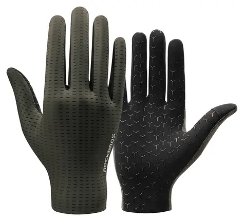 Rockbros Vollfinger-Radhandschuhe Grün / Größe XL / Atmungsaktiv