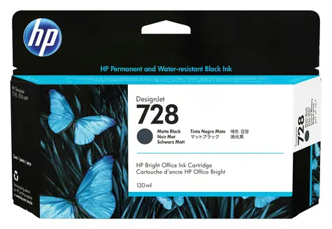 HP 728 Mattschwarz / Tintenpatrone / DesignJet T730 & T830 / 130 ml