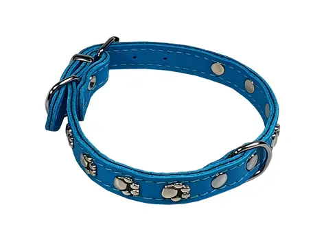 Huhubamboo Halsband mit türkisfarbenen Pfoten / Hundehalsband / 30 cm