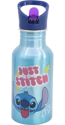 STOR Aluminium-Trinkflasche Stitch 545 ml / Schraubverschluss / Tropffreier Strohhalm / BPA-frei