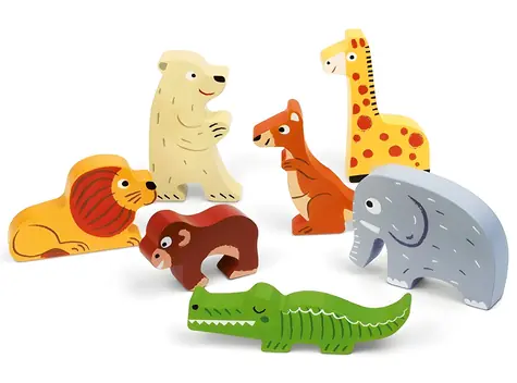 JANOD ZOO Stapelspielzeug aus Holz / 7 Teile / ab 12 Monaten