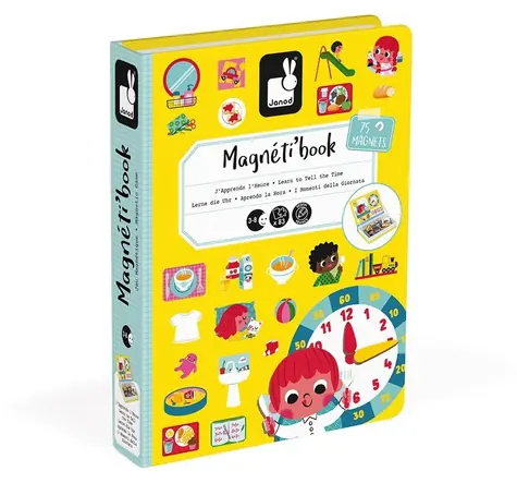 JANOD Magnetbuch Magnetibook Uhr / 75 Magnete / ab 3 Jahren