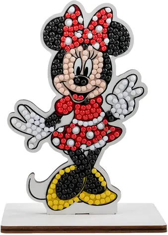 CRYSTAL ART Diamond Painting Disney: Minnie Maus / Diamond Painting / Holzplatte mit Ständer
