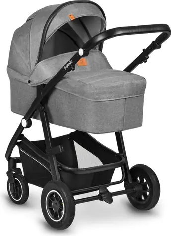 Lionelo Kinderwagen Bianka 3-in-1 Grey Stone / Tiefer Sportkinderwagen und Autositz / Luftreifen / Flach zusammenklappbar