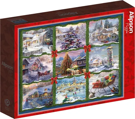 ALIPSON Quadratisches Weihnachtspuzzle, neun Quadrate / 1000 Teile / 63,5 x 63,5 cm