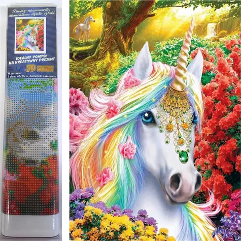 Norimpex Diamantmalerei Dekoriertes Einhorn / 30x40 cm