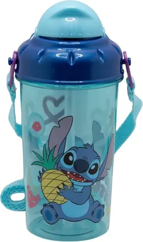 STOR Trinkflasche mit Tragegurt, 465 ml / BPA-freier Kunststoff / Mit Strohhalm und Deckel