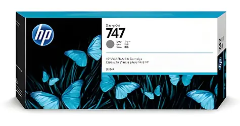 Original HP P2V86A Tintenpatrone 747 Grau / Tintenpatrone / für HP DesignJet Z9 / 300 ml