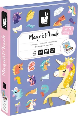 JANOD Magnetbuch Einhörner / 44 Teile / 10 Karten