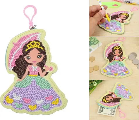 JOKOMISIADA Diamantmalerei-Geldbörse Prinzessin / Diamantmalerei / 12 Aufkleber