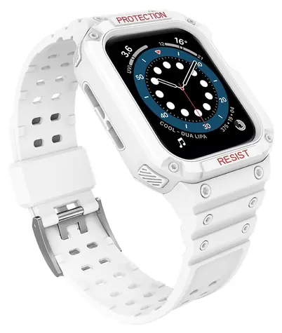 Hurtel Schutzhülle mit Armband für Apple Watch 42/44/45 mm, weiß / Hülle mit Armband / 42/44/45 mm