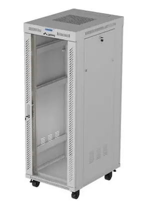 Lanberg 32U 19" grau / Rack-Schrank / 600x800 mm / Flach verpackt / Glastür / LCD / Tragfähigkeit 1200 kg