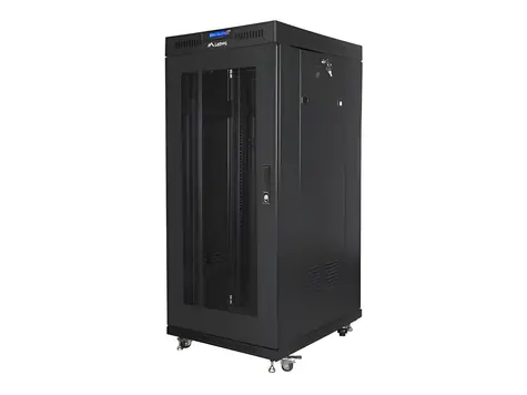Lanberg Rack 27U/600x600 schwarz / Rack-Schrank / 19" / Flach verpackt / Lochtür / LCD