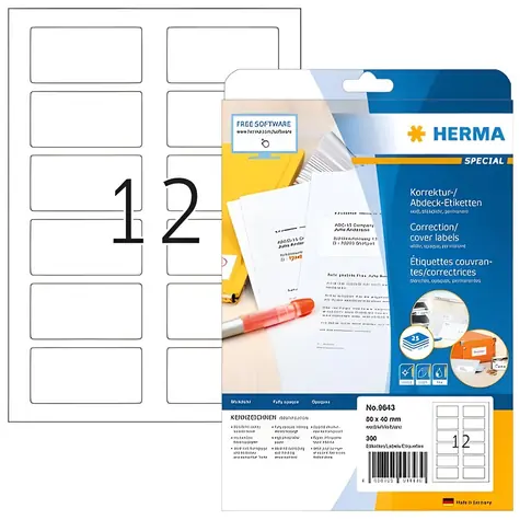 Herma Etiketten für QR-Codes 80x40 mm weiß / Etiketten / A4 / 300 Stück