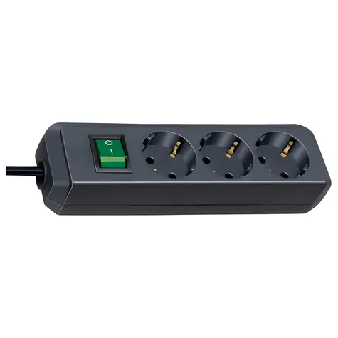 Brennenstuhl Eco-Line schwarz / Verlängerungskabel / 3-fach Steckdose / 5 m / Ein-/Ausschalter