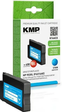 KMP 953XL (F6U16AE) Cyan / Tintenpatrone / HP Ersatzpatrone / 30 ml / ca. 2000 Seiten