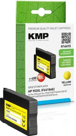 KMP 953XL (F6U18AE) gelb / Tintenpatrone / HP Ersatzpatrone / 30 ml / ca. 2000 Seiten