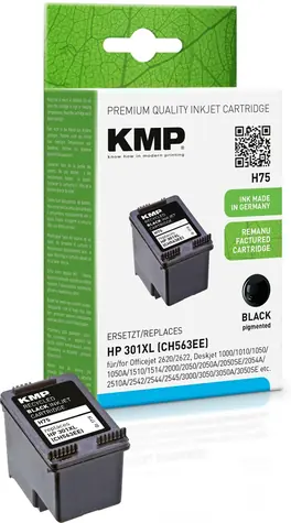 Alternative Tintenpatrone KMP CH563EE für DeskJet 301XL, DeskJet 1050, 2050, 3050, Schwarzweiß, 600 Seiten