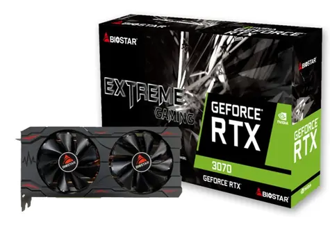 Biostar GeForce RTX 3070 8GB / Grafikkarte / 1550 MHz / 8 GB GDDR6 / 256-Bit / 1x HDMI + 3x DP