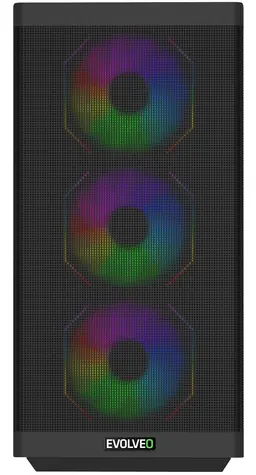 Evolveo Scorpio schwarz / PC-Gehäuse / Big Tower / ATX / E-ATX / mATX / ITX / 4X ARGB / gehärtetes Glas / ohne Netzteil
