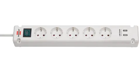 Brennenstuhl Bremounta weiß / Steckdosenleiste / 5x Steckdosen / 2x USB-A