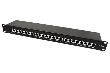 19" Value Cat.6A STP schwarz / Patchpanel / 24 Ports / RJ-45