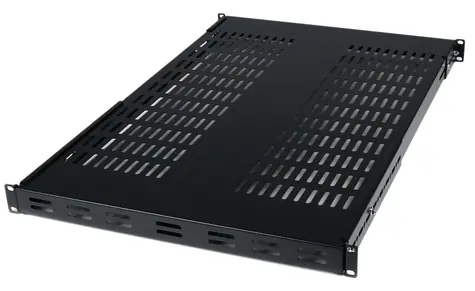 StarTech Tiefenverstellbare Rack-Einschubplatte, Schwarz / Rack-Einschubplatte / 1 HE / Tragfähigkeit 80 kg / Breite 445 mm