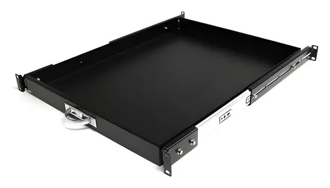 StarTech Ausziehbarer Rackboden, Schwarz / Rackboden / 1 HE / Tiefe 559 mm / Tragfähigkeit 25 kg