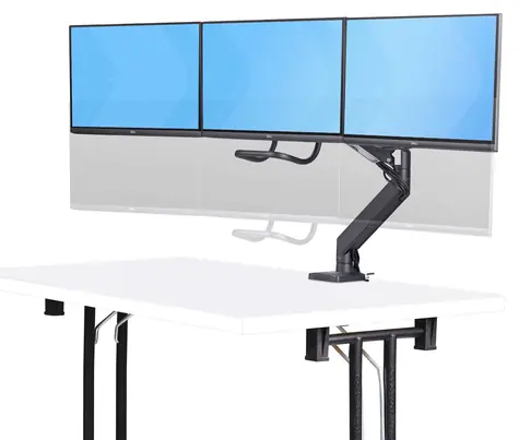 StarTech Tischhalterung für 3 Monitore, schwarz/silber / Ständer für drei Monitore / bis zu 27 Zoll / Tragkraft 18 kg / VESA