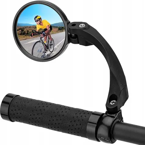 Rockbros Fahrrad-Rückspiegel rund links schwarz / Rückspiegel / Links / Schwarz