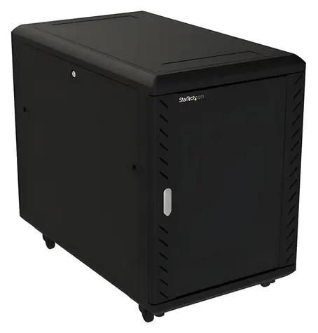 StarTech Rackschrank 15 HE schwarz / Verteilerschrank / freistehend / mit Rollen / 600 × 1000 × 796 mm / Tragfähigkeit 800 kg