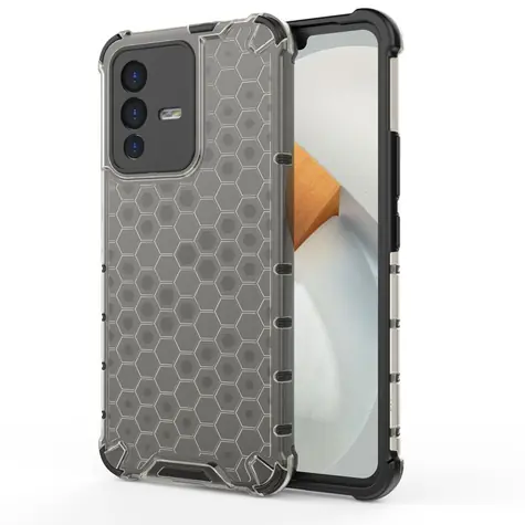 Hurtel Honeycomb Hülle schwarz / Hülle / Vivo V23 5G / Wabenmuster / Gelrahmen