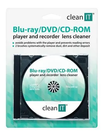 Clean IT Reinigungs-CD für optische Laufwerke / Reinigungs-CD / Blu-ray, DVD, CD-ROM / 6 Reinigungsbürsten