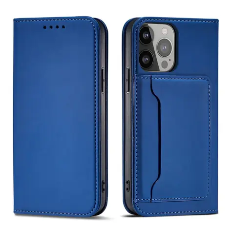 Hurtel Magnetkartenetui blau / Schutzhülle für Apple iPhone 14 PLUS / Brieftasche, Ständer, Magnet