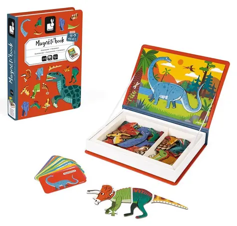 JANOD Magnetbuch Dinosaurier / 40 Teile / 10 Karten / ab 3 Jahren