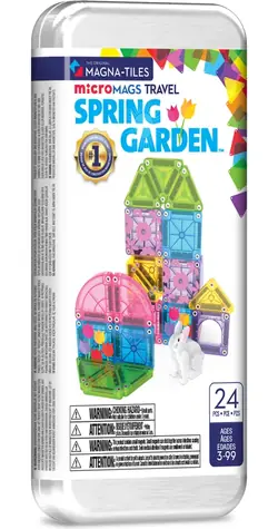 MAGNA-TILES microMAGS Magnetisches Bauset Frühlingsgarten / Reiseset / 24 Teile
