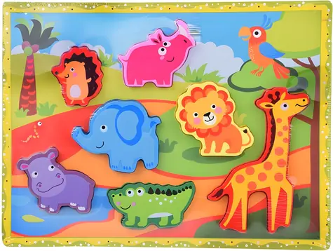 JOKOMISIADA Holzpuzzle Safari / Puzzle / 7 Teile / 30 x 22,5 cm