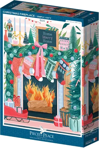 PIECES & PEACE Puzzle Weihnachtskamin / 500 Teile / 34,2 × 47,8 cm
