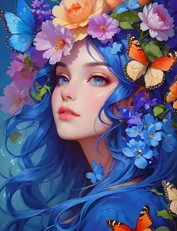 Norimpex Diamantmalerei Mädchen mit Blumen im Haar / 30x40 cm